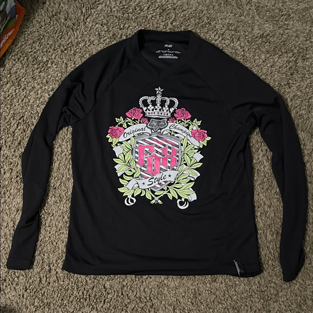Fox Racing women’s Jersey Long Sleeve Graphic Shirt with Pink and Green Design